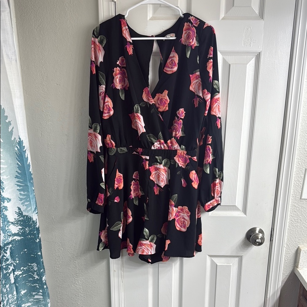 Gianni Bini Black Floral Jumpsuit